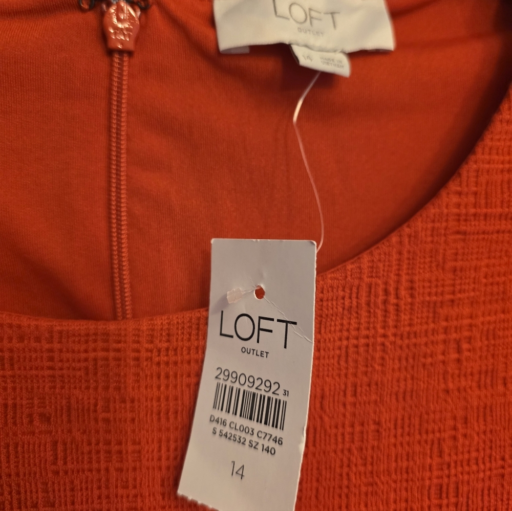 ANN Taylor Loft Outlet Red Sleeveless Dress SIZE 14 NWT - Picture 2 of 4